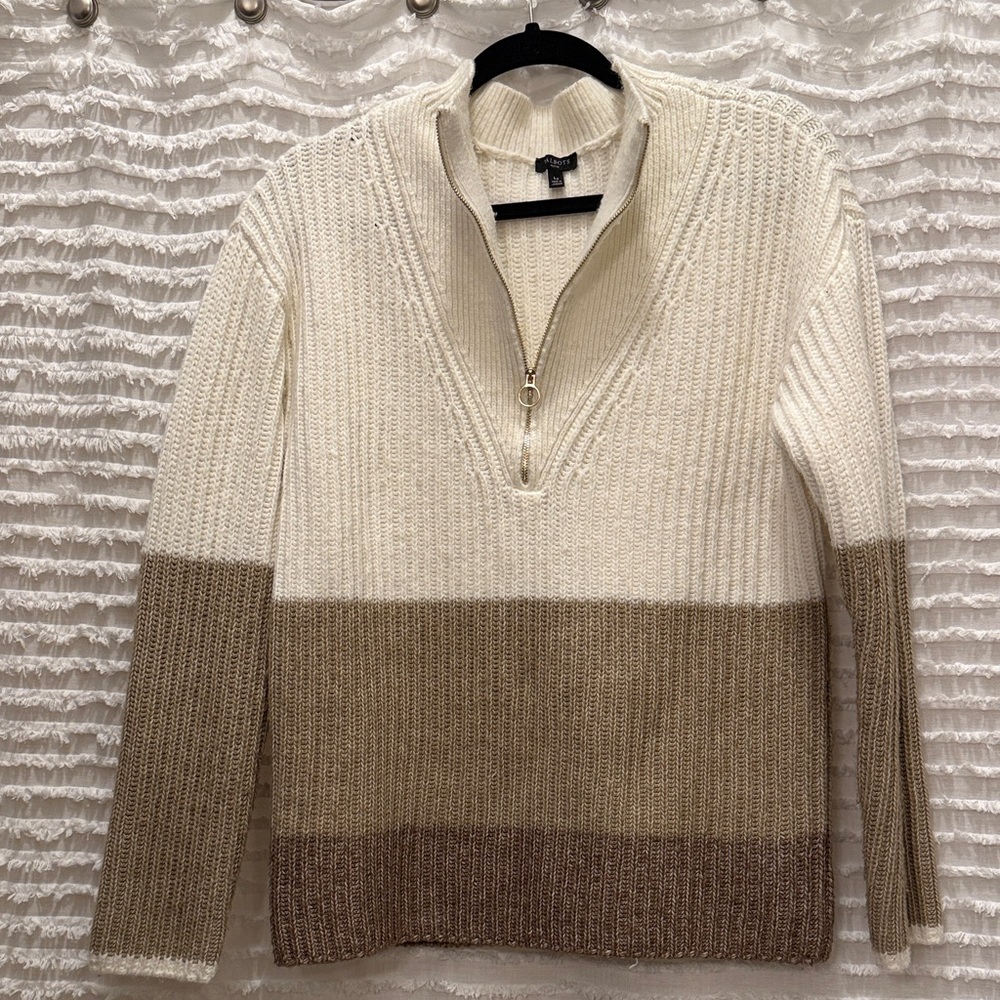 Talbots Colorblock Zip-Up Sweater
